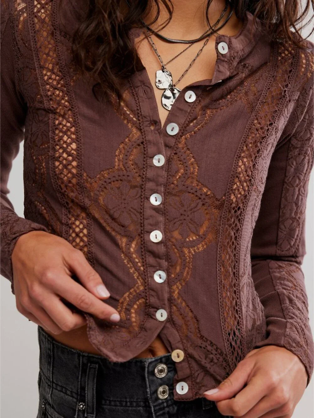 FREE PEOPLE Jae Knit Long Sleeve / Chicory Coffee